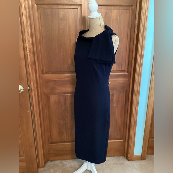 Badgley Mischka Sheath Dress with Tie Collar Detail - Picture 3 of 6